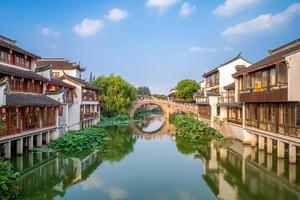 landskap av qibao gamla stan i shanghai, porslin foto