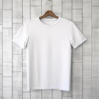 illustration av en vit enkel t-shirt mockup, ai genererad foto