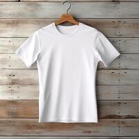 illustration av en vit enkel t-shirt mockup, ai genererad foto