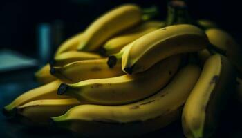 färsk, mogen, organisk bananer en friska, vibrerande mellanmål från natur genererad förbi ai foto