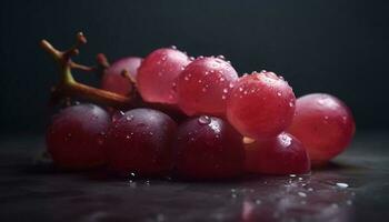 friskhet av mogen frukt, våt med dagg, natur gourmet förfriskning genererad förbi ai foto