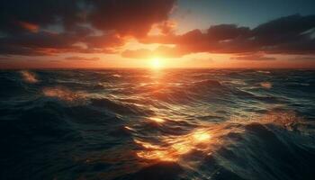 solnedgång över lugn havsbild, en tropisk paradis genererad förbi ai foto