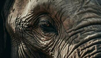 endangered afrikansk elefant rynkig porträtt i natur genererad förbi ai foto