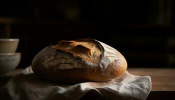 en rustik limpa av bröd, färsk och hemlagad genererad förbi ai foto
