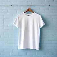 illustration av en vit enkel t-shirt mockup, ai genererad foto