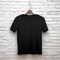 illustration av en svart enkel t-shirt mockup, ai genererad foto