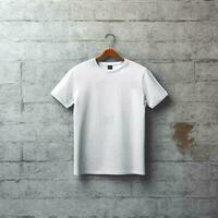 illustration av en vit enkel t-shirt mockup, ai genererad foto