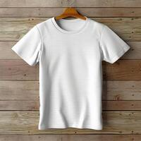 illustration av en vit enkel t-shirt mockup, ai genererad foto