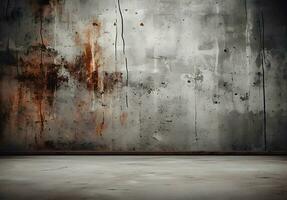betong knäckt vägg och golv. grunge bakgrund. generativ ai. foto