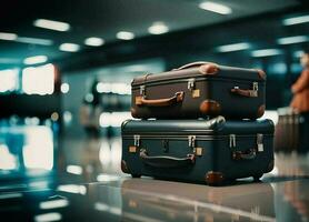 bagage resväskor på de flygplats resa destination begrepp foto