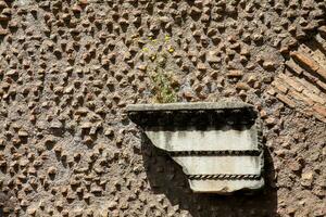 detalj av de skön sten sniderier som dekorerad de gammal roman forum i rom foto