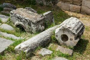 detalj av de gammal ruiner på de roman agora belägen till de norr av de akropol i aten foto