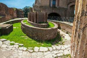 oval fontän av de cenatio av de flavian palats också känd som de domus flavia på de palatin kulle i rom foto