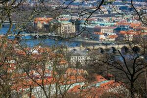 charles bro och prag gammal stad sett från de petrin kulle foto