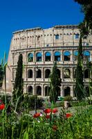 de känd colosseum eller coliseum också känd som de flavian amfiteater i de Centrum av de stad av rom foto