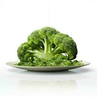saftig utsökt broccoli lögner på skön tallrik, ai genererad foto