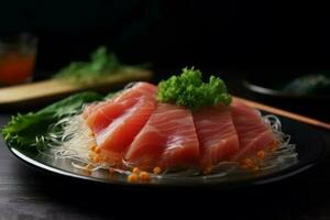 sashimi tonfisk spaghetti. generera ai foto
