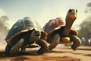 sköldpadda lopp löpning närbild. generera ai foto