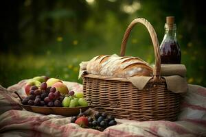 picknick korg. generera ai foto