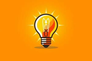 en ljus Glödlampa med en ljus orange bakgrund foto