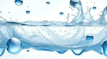bakgrund bild av rör på sig vatten i vågor bubblor på vit bakgrund foto