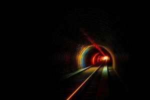 en ljus på de slutet av en tunnel. ai genererad foto