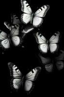 en grupp av vit fjärilar flygande i de luft. ai genererad foto