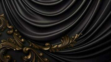 svart lyx abstrakt bakgrund med rader och vågor gyllene elegant textur bakgrund generativ ai. foto