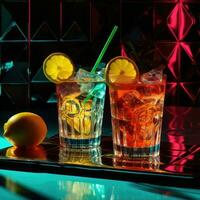 cocktails drycker på bar generativ ai teknologi. foto