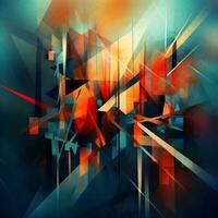 abstrakt ljus geometrisk bakgrund. blå orange mönster. musik album omslag design, parfym, tidskrift omslag design. ai genererad foto