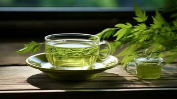 grön te naturlig bakgrund foto