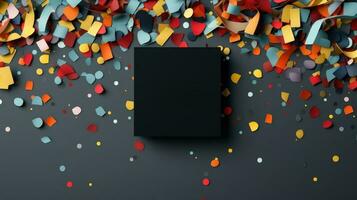 svart fredag försäljning baner med färgrik konfetti bakgrund foto