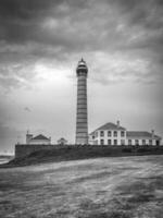 Farol de leca, fyr på de kust av Porto, portugal. foto