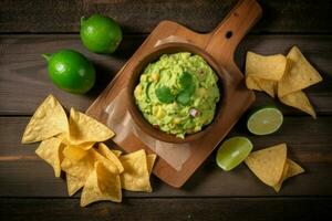 guacamole tortilla pommes frites. generera ai foto