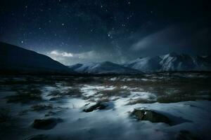 tundra natt himmel. generera ai foto