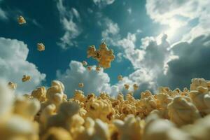 popcorn mellanmål himmel solig. generera ai foto