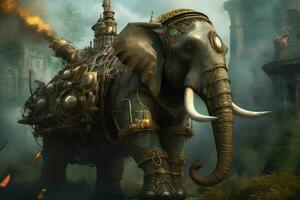 steampunk elefant brand. generera ai foto