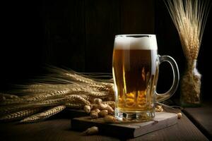 glas öl vete dryck. generera ai foto