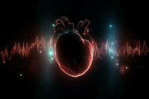 hjärta kardiogram vård. generera ai foto