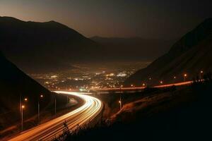 motorväg serpantin. generera ai foto