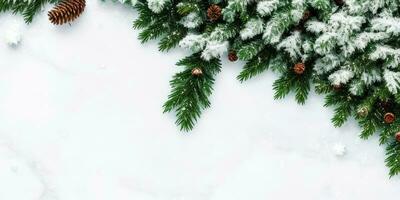 jul träd grenar och ornament isolerat på vit bakgrund, generativ ai. foto