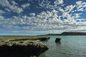 kust landskap med klippor i halvö valdes, värld arv webbplats, patagonien argentina foto