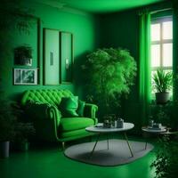 psykolog, psykoterapi eller avslappning rum i grön Färg foto