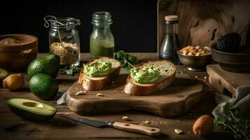 avokado rostat bröd ai genererad foto