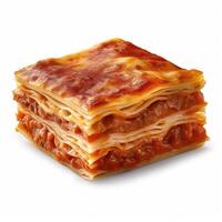 lasagne isolerat på vit bakgrund ai genererad foto