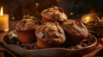 choklad muffin ai genererad foto