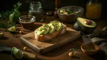 avokado rostat bröd ai genererad foto