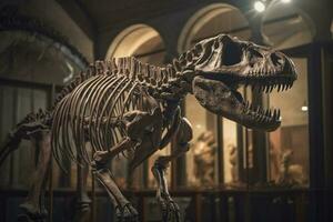 tyrannosaurus rex skelett i museum . skapas förbi generativ ai . foto