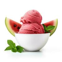 utsökt vattenmelon sorbet isolerat på vit bakgrund foto