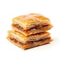 utsökt baklava isolerat på vit bakgrund foto